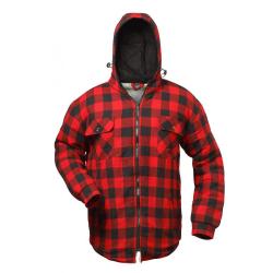 Camicia termica - "OREGON" - con cappuccio - rosso/nero a quadri - taglia S-XXXL - flanella intrecciata di alta qualità