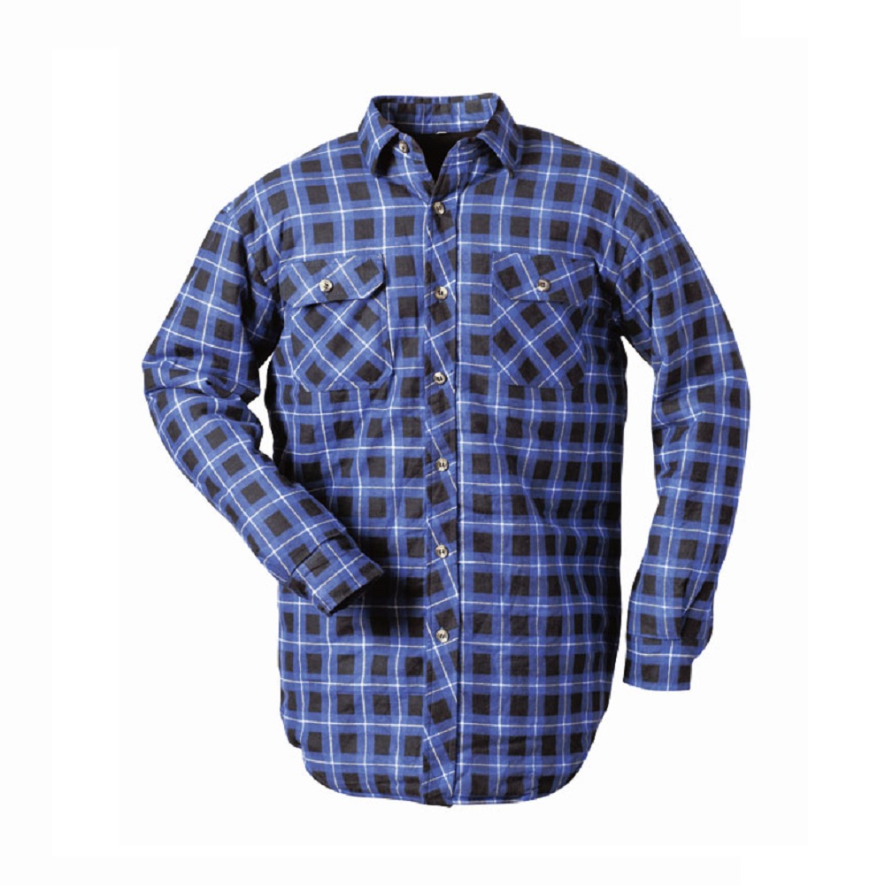 Thermo Shirt "Hinnøy" - 100% bomuld - blå-ternet - størrelse S-XXXL