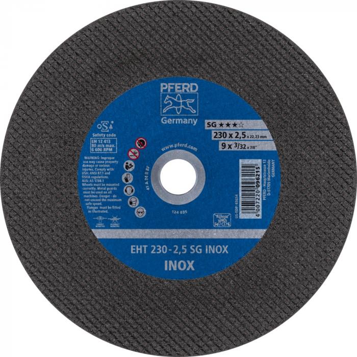 Disco da taglio PFERD EHT - SG INOX - Ø esterno da 115 a 230 mm - foro Ø 22,23 mm - confezione da 25 - prezzo per confezione