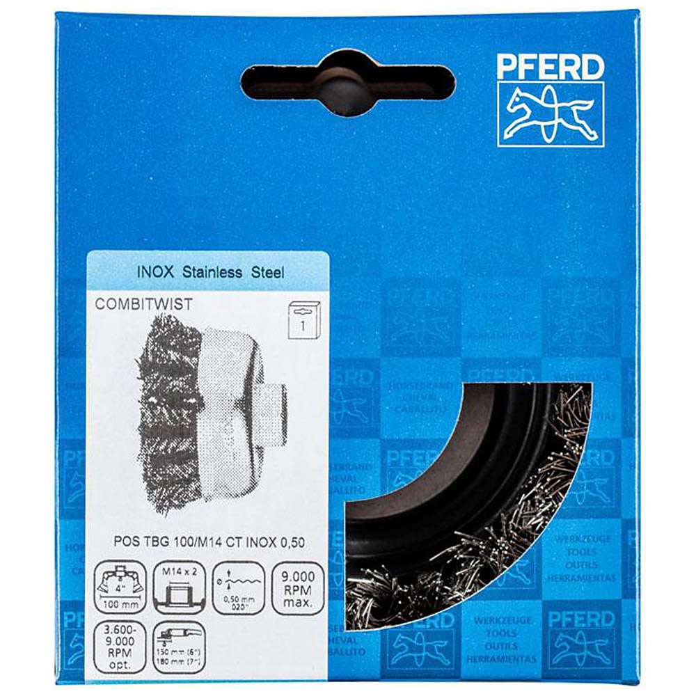 Pot brush - PFERD COMBITWIST® - threaded, spiked - with stainless steel wire - POS packaging