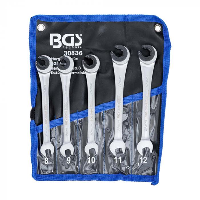Ratchet ring open-end wrench set - open type - wrench size 8 to 17 mm - 5 or 9 pcs.