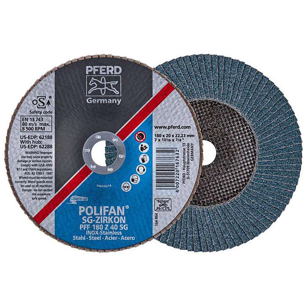Disco lamellare - PFERD POLIFAN® - per acciaio / INOX - versione flat POWER - confezione da 10 pezzi - prezzo per confezione