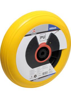 Polyuretaanipyörä - putki ja ilmaton rengas - keltainen / musta - pyörä ˜ 400 mm - kantavuus jopa 150 kg