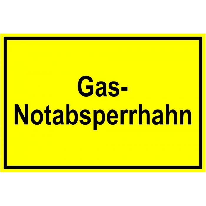 Warnschild  "Gas Notabsperrhahn"