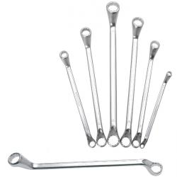 Double ring wrench set - 75° - bent - inch sizes 1/4"-3/4" - 6 pieces