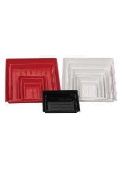 Fotobakke - lav form - med bunnspor - avrundet kantform - PVC - rød eller svart