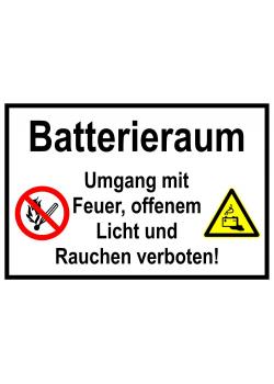Warnschild - "Batterieraum" 20x30cm/30x45cm
