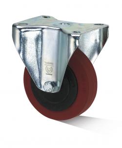Fastrulle - "TORWEGGE" - varmebestandig opp til 250 ° C - Hjulskive av plast - Løpeflate av gummi - bolig av stålblikk - Lastekapasitet 80 kg/100 kg