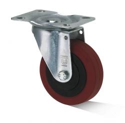 Drejeligt hjul - gummihjul - varmebestandigt. - Hjul Ø 100 til 125 mm - Konstruktionshøjde 128 til 160,5 mm - Bæreevne 60 til 80 kg