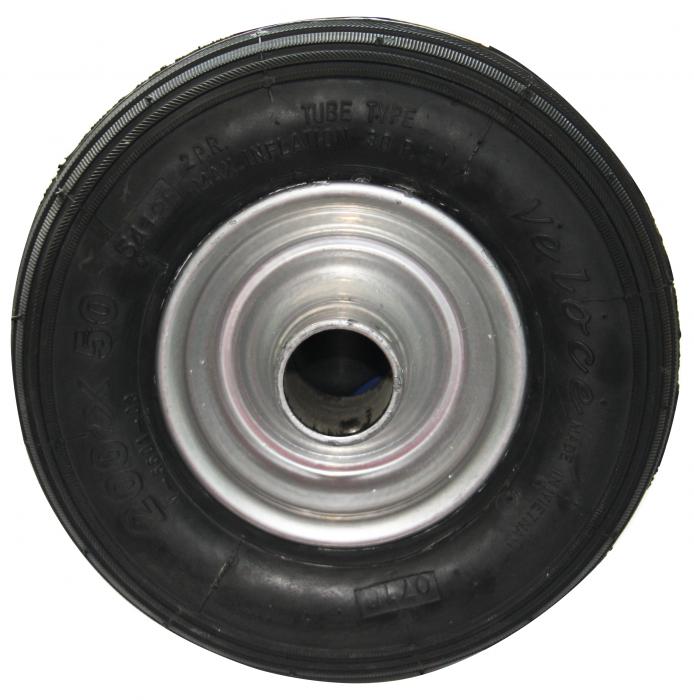 Pneumatisk hjul - stålpladefælg - notprofil - med glideleje - hjul Ø 200 mm - bæreevne 75 kg - forskellige farver