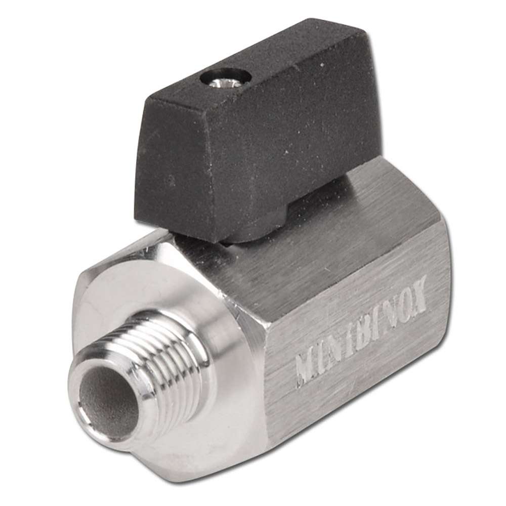 Mini ball valve with locking handle one. - red. passage - VA - PN25