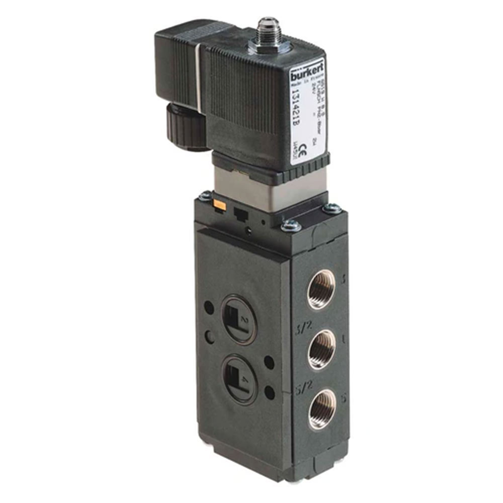 3/2 and 5/2 way pneumatic valve - type 6519 - normally open - brass - G 1/4" - 2 to 10 bar - 24 and 230 V