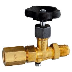 Pressure gauge shut-off valve - pin clamp - brass - G 1/2 - PN 250 bar - SW 27 mm - DIN16270