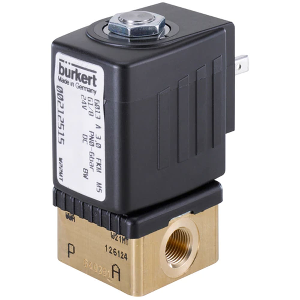 2/2-Way Solenoid Valve - Type 6013 - Direct Acting - Brass or Stainless Steel - Neutral Media - G 1/8 to 1/4"