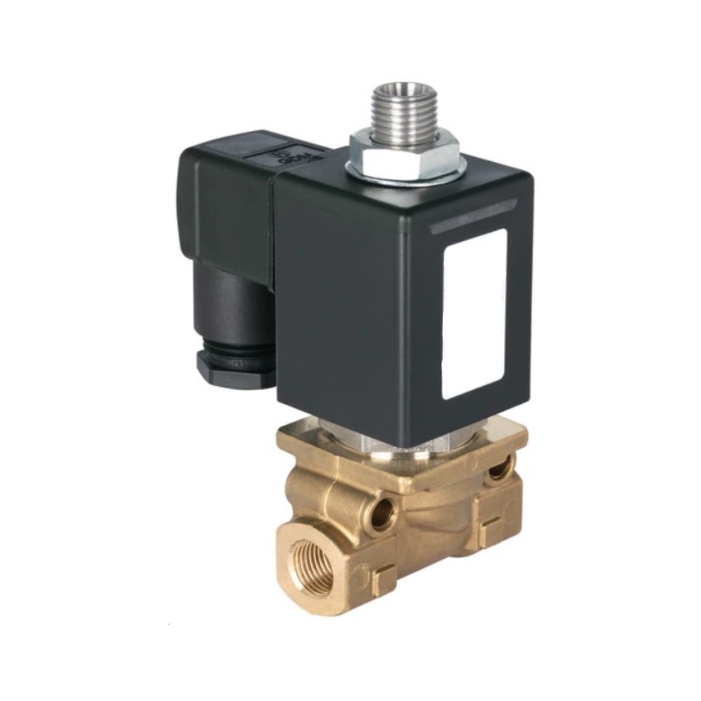 3/2-way solenoid valve - type 0355 - brass - neutral media - female thread G 3/8" and G 1/4"- normally closed - PN 0 to 70