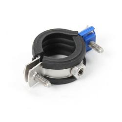 Pipe clamp with rubber insert - stainless steel - 20 mm wide
