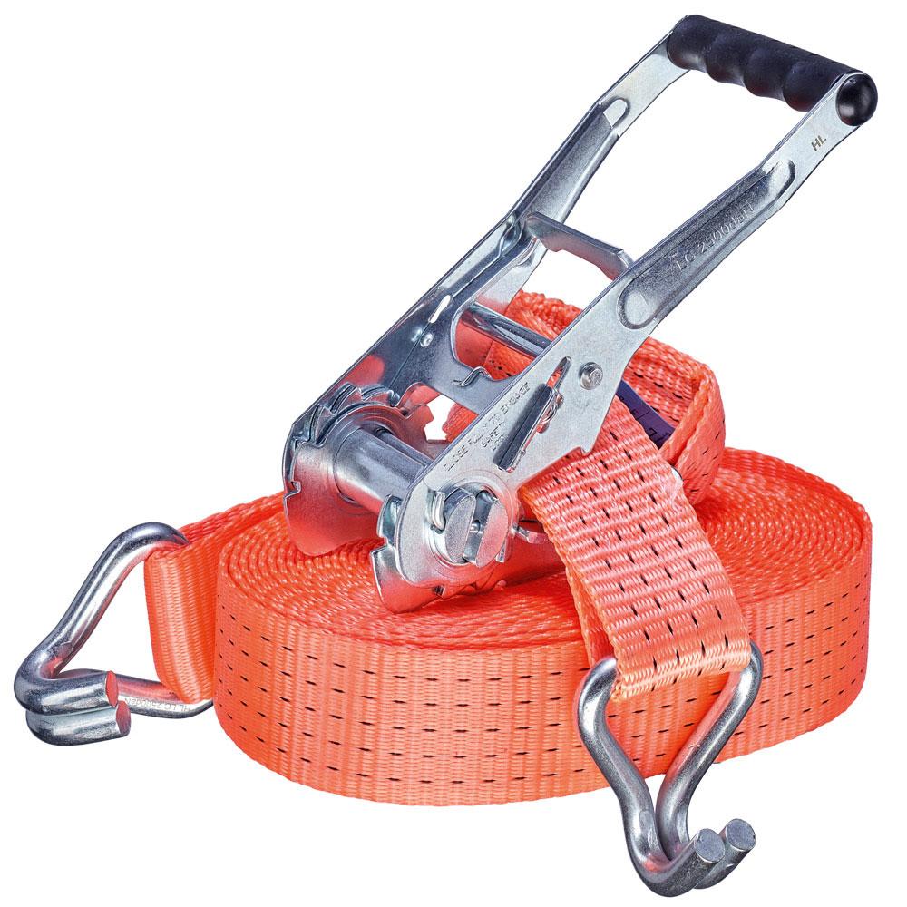 Spärrband TECTOR® - 2 delar med hackkrok - 50 mm - orange - längder 4 till 8 meter - pris per styck