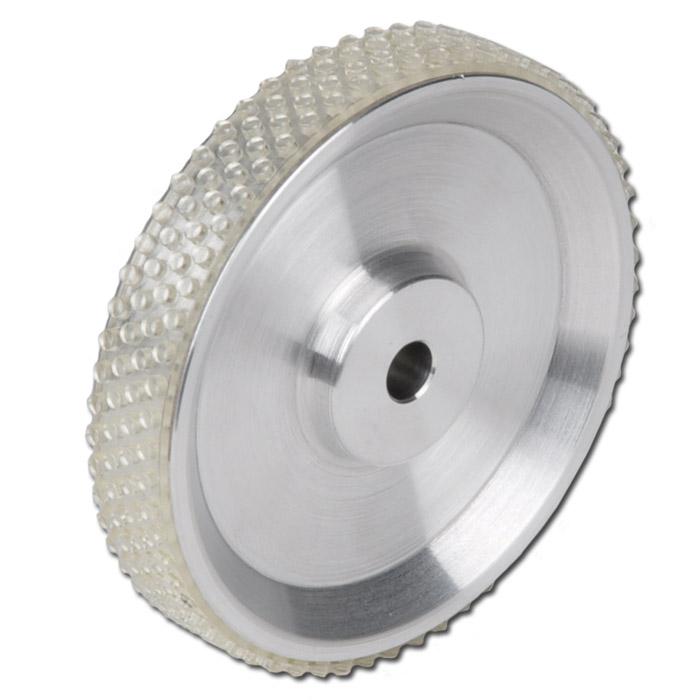 Mäthjul - aluminium - knottrig löpyta - Ø 63,77 mm - 5 till 10 mm