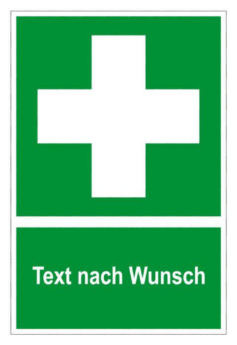 Rettungszeichen "Text nach Wunsch" 20x30cm/30x45cm