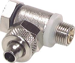 Strupetilbakeslagsventil - vinkel - forniklet - 1/8 "eller 1/4" - justerbart utblåsnings- og tilførselsluft - slitteskrue - CK-skruforbindelse