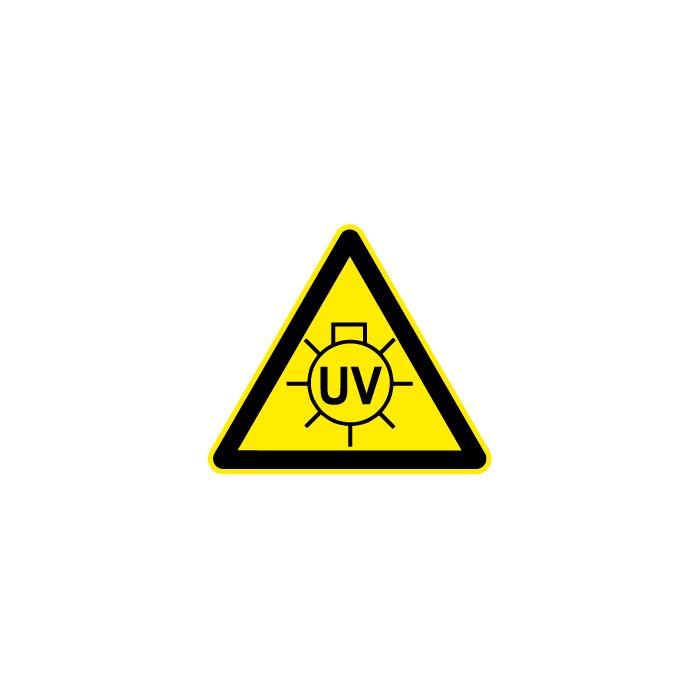 Varningsskylt "UV-strålning" - sidolängd 5-40 cm