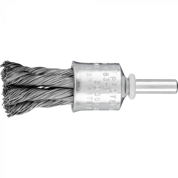 PFERD PBG børstebørste med skaft - ståltråd - knude - udvendig ø 19 og 30 mm - beskæringsmateriale ø 0,35 og 0,50 mm - 10 stk - pris pr. Enhed