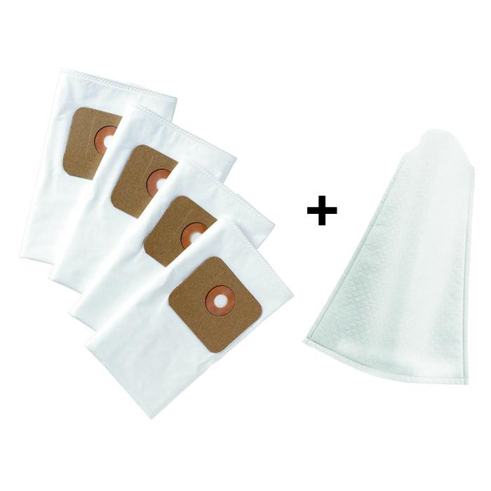 Sacchetto per aspirapolvere - Tessuto non tessuto - Capacità 20 l - Confezione da 4 o Confezione da 4 + 1 filtro umido
