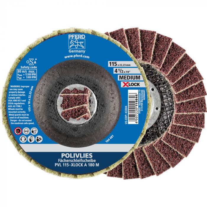 PFERD POLIVLIES serrated lock washer PVL - corundum - outer-ø 115 and 125 mm - clamping system-X-LOCK (22,23) - grain size 100 G to 240 F - unit 5 pieces - price per unit