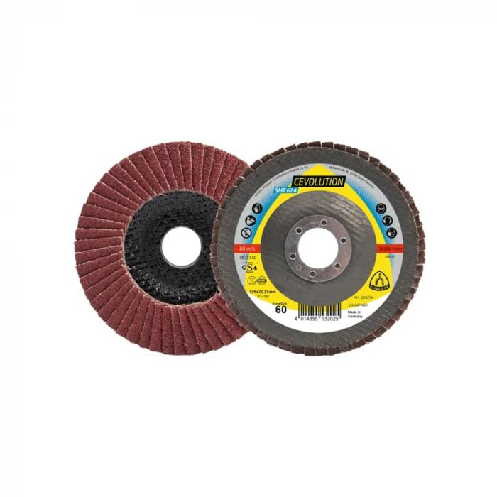 Abrasive mop disc for steel SMT 674 SUPRA CEVOLUTION - Ø 125 mm - bore 22,23 mm - grit 40 to 80 - curved or straight - pack of 10 - price per pack