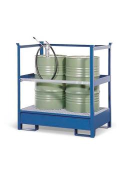 Hazardous substance station 2 P2-R - painted steel - for 2 drums of 200 liters - with frame - stackable