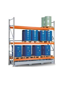 Pallet rack PR 33.37 - for 9 Euro or 9 chemical pallets - with 3 storage levels - different versions