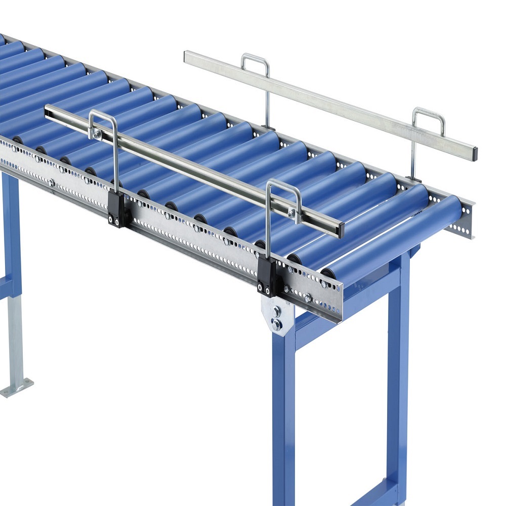 lateral guide for light and small roller conveyors