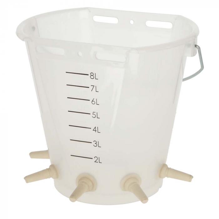 Lammeimer - plastic - white transparent - with filling scale - 8 liters - with 5 or 6 suckers