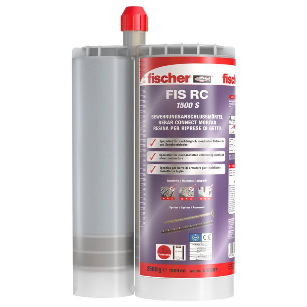 Monteringsmørtel RebarConnect FIS RC - 390 til 1500 ml - inkl. 2 statiske blandere - pris pr stk.