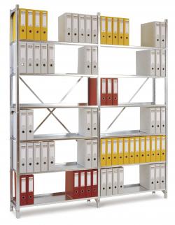 Folder Shelving "Registra" - Steel - Height 1900mm - 5 Shelves - Galvanized - De