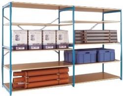 Storage Racks "Planoflex Extra Large" - Height 2,5m - 6 Wood Shelves - Shelf Wid
