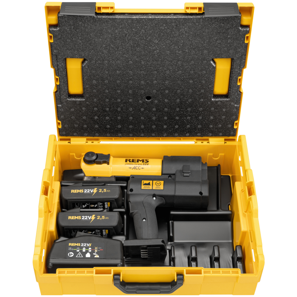 REMS Akku-Press 22V ACC - Akkukäyttöinen radiaalipuristin 32 kN - Ø 10 - 108 mm - akun ja laturin kanssa tai ilman - L-Boxxissa