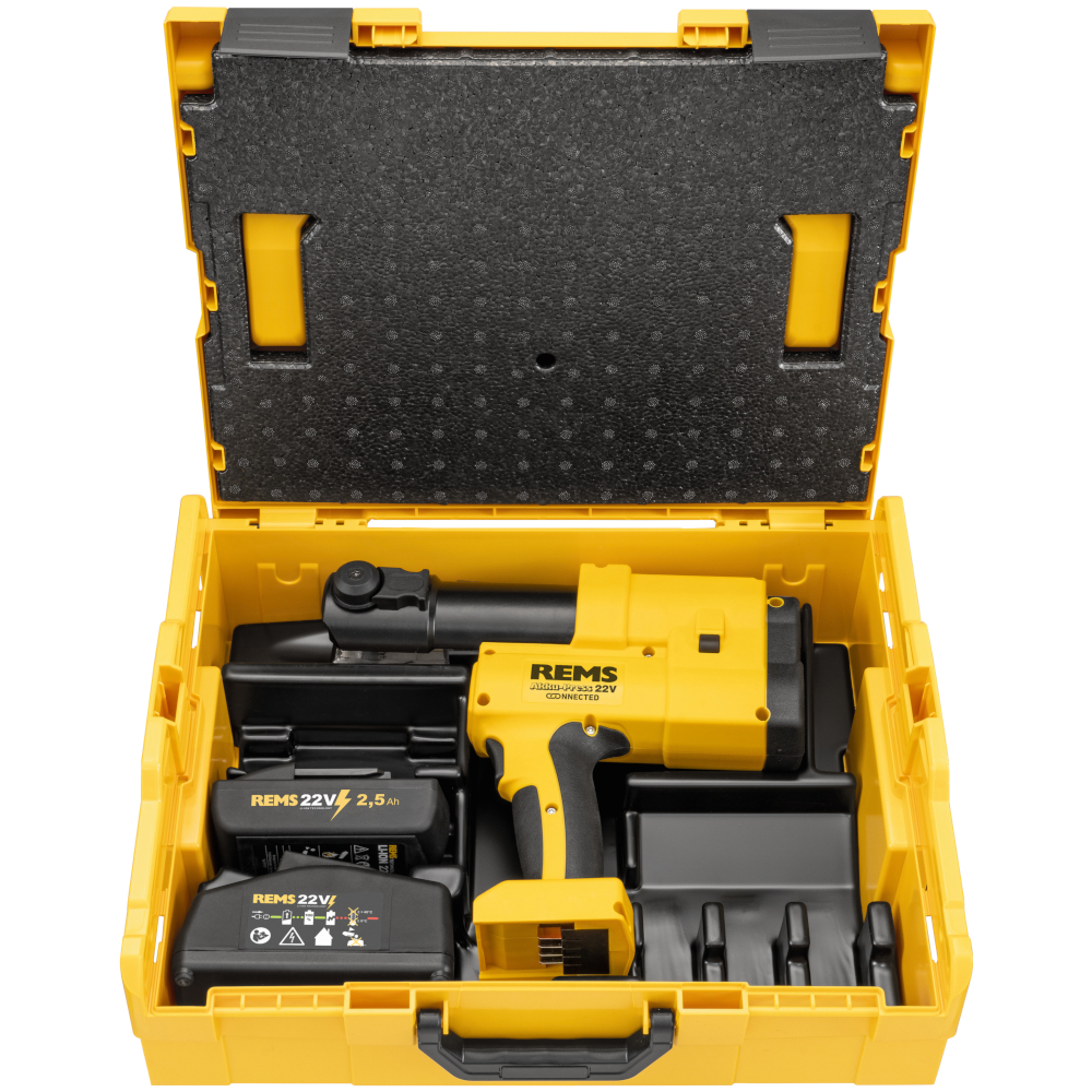 REMS Akku-Press 22V Connected - Akkukäyttöinen radiaalipuristin 32 kN - Ø 10 - 108 mm - akun ja laturin kanssa tai ilman - L-Boxxissa