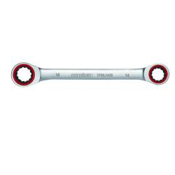 Double ring ratchet wrench - straight shape - SW 17 x 19 mm - length 224.4 mm - head width (b1) 31.9 mm - head width (b2) 34.4 mm - head height 10.3 mm