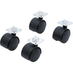 Pyöräsarja - 4 kaksoiskääntöpyörää - pyörän Ø 40 mm - aukon koko 38 x 38 mm - kantavuus / sarja 25 kg