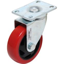 Swivel castor - polyurethane wheel - wheel Ã˜ 100 mm - construction height 130 mm - load capacity 100 kg - red / black
