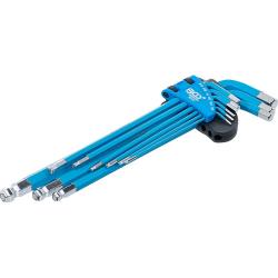 Angle wrench set - inner-6-kant - extra long - in inch size - 9 pcs.