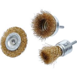 Drahtbürsten-Satz - für Bohrmaschinen - 6 mm Aufnahmeschaft - 3-tlg.