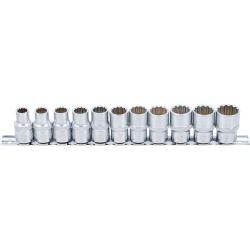 Gniazdo klucza zestawu bitów - 12,5 mm (1/2 „), 12 heks - wielkości 10 do 21 mm, - 11 sztuk.