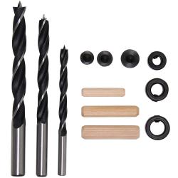 Holzdübel-Bohrer Satz - mit Bohrtiefen-Begrenzer - 6 mm bis 10 mm - 43-tlg.