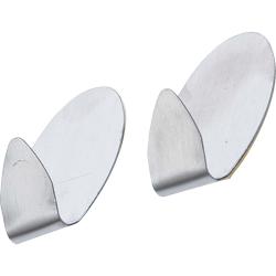 Stainless steel adhesive hook - Oval shape - 3,5 cm x 5 cm - Max. 1.0 kg - 2 pcs.