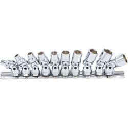 Zestaw kluczy nasadowych z zawiasami - napęd kwadratowy 6,3 mm (1/4") - SW 5 do 13 mm - 10 szt.