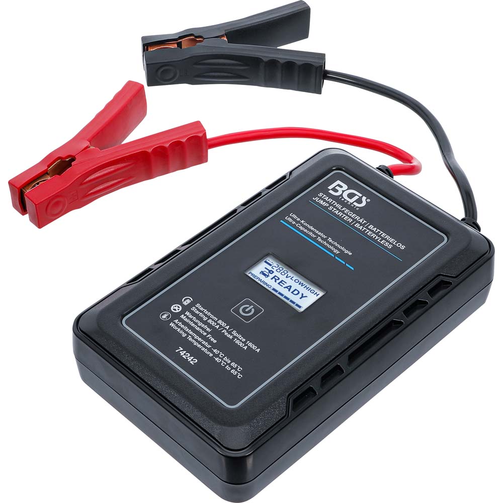 Jump starter - bez akumulatora - z technologią ultrakondensatorów - 12 V - 300 A do 1600 A