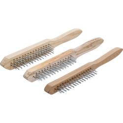 Set di spazzole metalliche - contenuto 3 spazzole - con filo d'acciaio a 2, 3 e 4 file