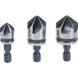 Countersink bit set - drive 6.3 mm (1/4 '') - size 12 mm, 16 mm and 19 mm